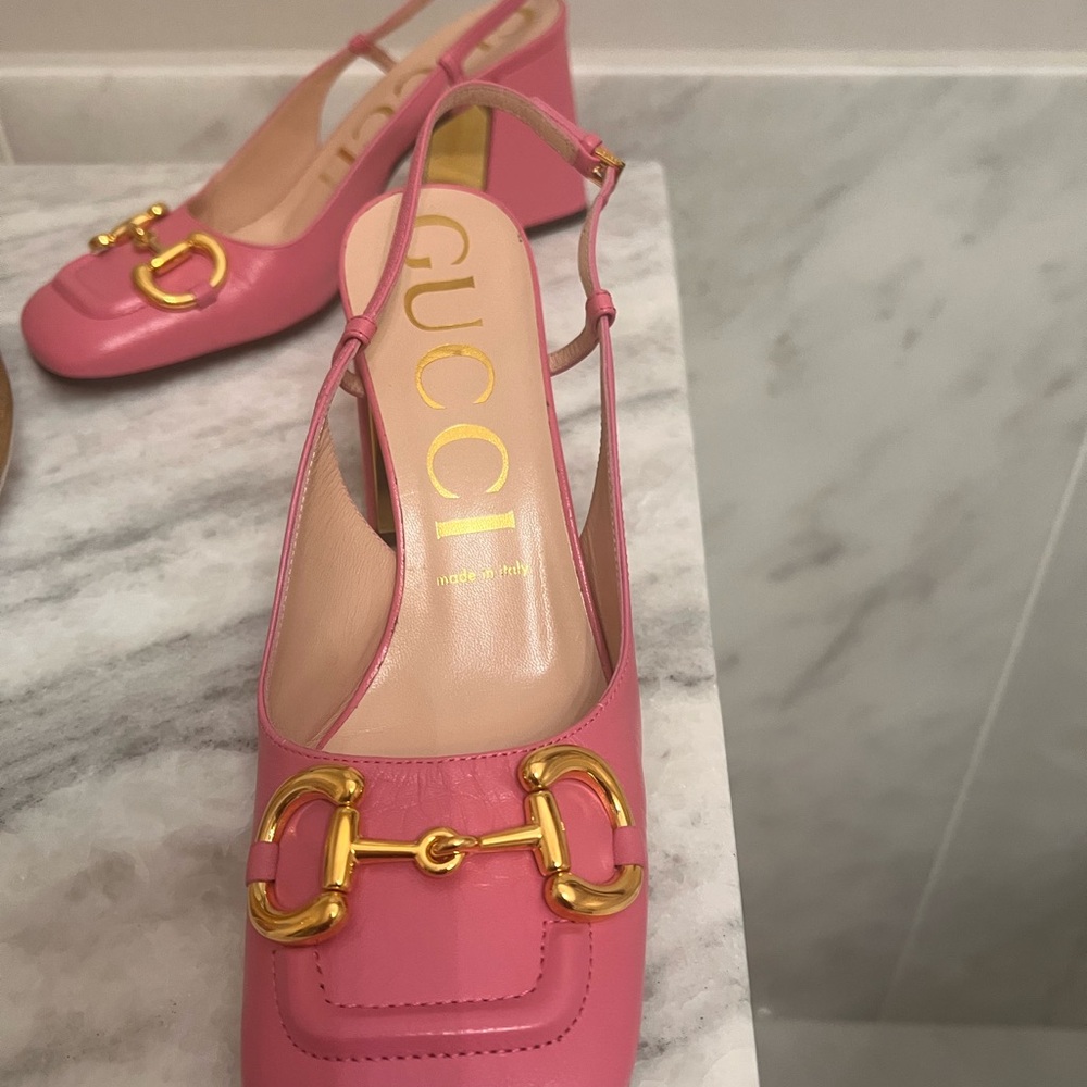 Gucci Pink Leather Slingback Shoes - Picture 2 of 3